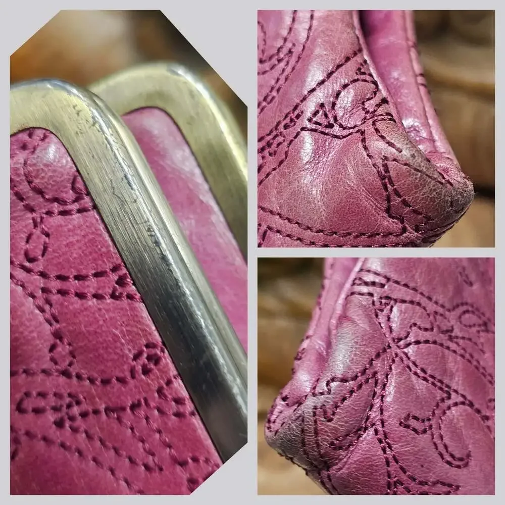 Hobo International Lauren Purple Mulberry Embroidered Leather Clutch Wallet